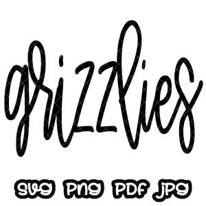 Grizzlies Mascot Hand Lettered Sublimation Design SVG | Game Day SVG I Sport Football | Team Mascot SVG Digital Download