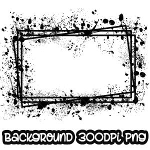 Éclaboussures de cadre sur fond noir | Oeuvre d'art imprimable | Cadre rectangulaire Splash | Fond d'éclaboussures de peinture | Sublimation PNG