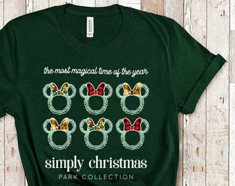 Disney Mickey Wreath Christmas Shirt | Disneyland Minnie Mouse Holiday Family Trip Shirts | Disney World Vacation Shirts Christmas Gifts