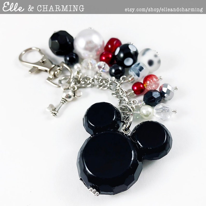 MICKEY AND MINNIE MOUSE PLUTO CHARMS KEYRING HANDBAG CHARM KEYCHAIN IN GIFT BAG