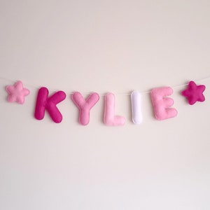 Rosa Baby Namen Girlande • Mädchen Kinderzimmer Dekor • Wandbehang • Personalisierte Kinderzimmer Dekor • Name Girlande • Filz Buchstaben • Baby Shower Party