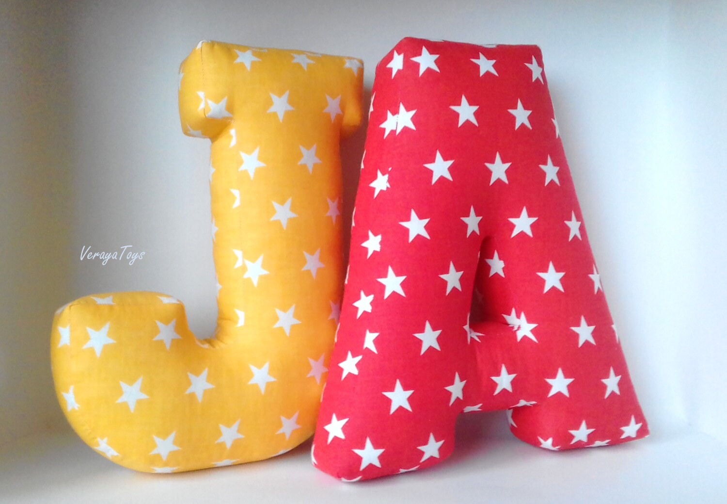 Yellow Letter J Pillow Stars Custom Letter Initial Etsy