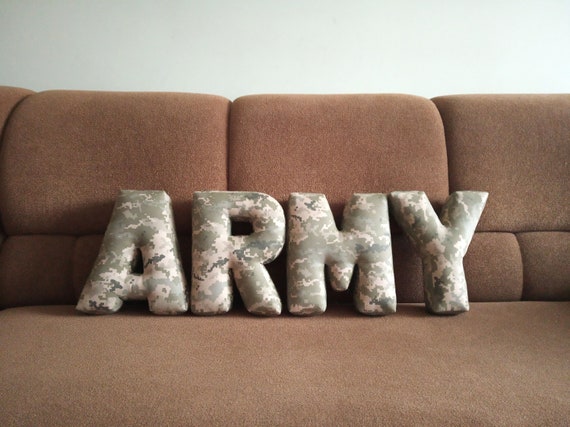 Camouflage Letters Pillows For Home Patriotic Decor Army Etsy