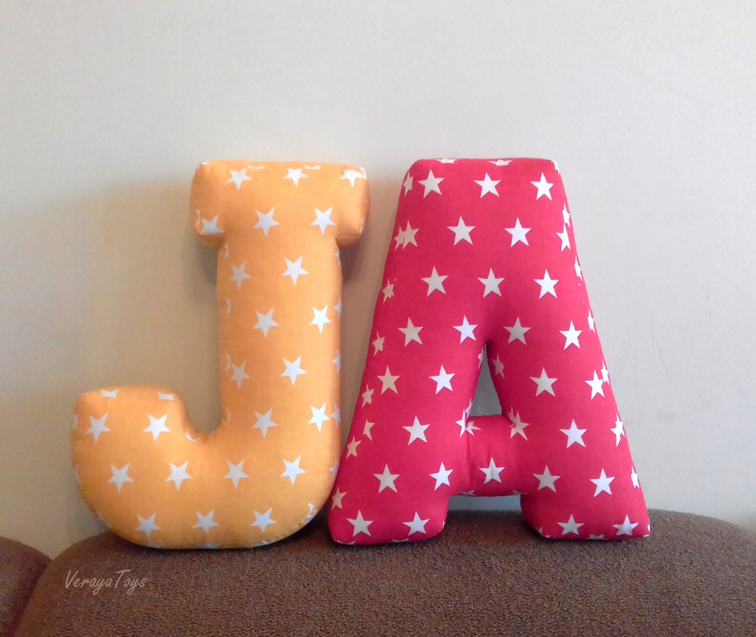 Yellow Letter J Pillow Stars Custom Letter Initial Etsy