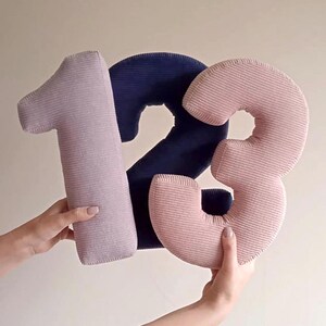 Accesorio fotográfico mensual • 3 meses • Marcador de hitos • Cojín con números • Primer año del bebé • Fiesta de aniversario de cumpleaños • Regalo con nombre personalizado