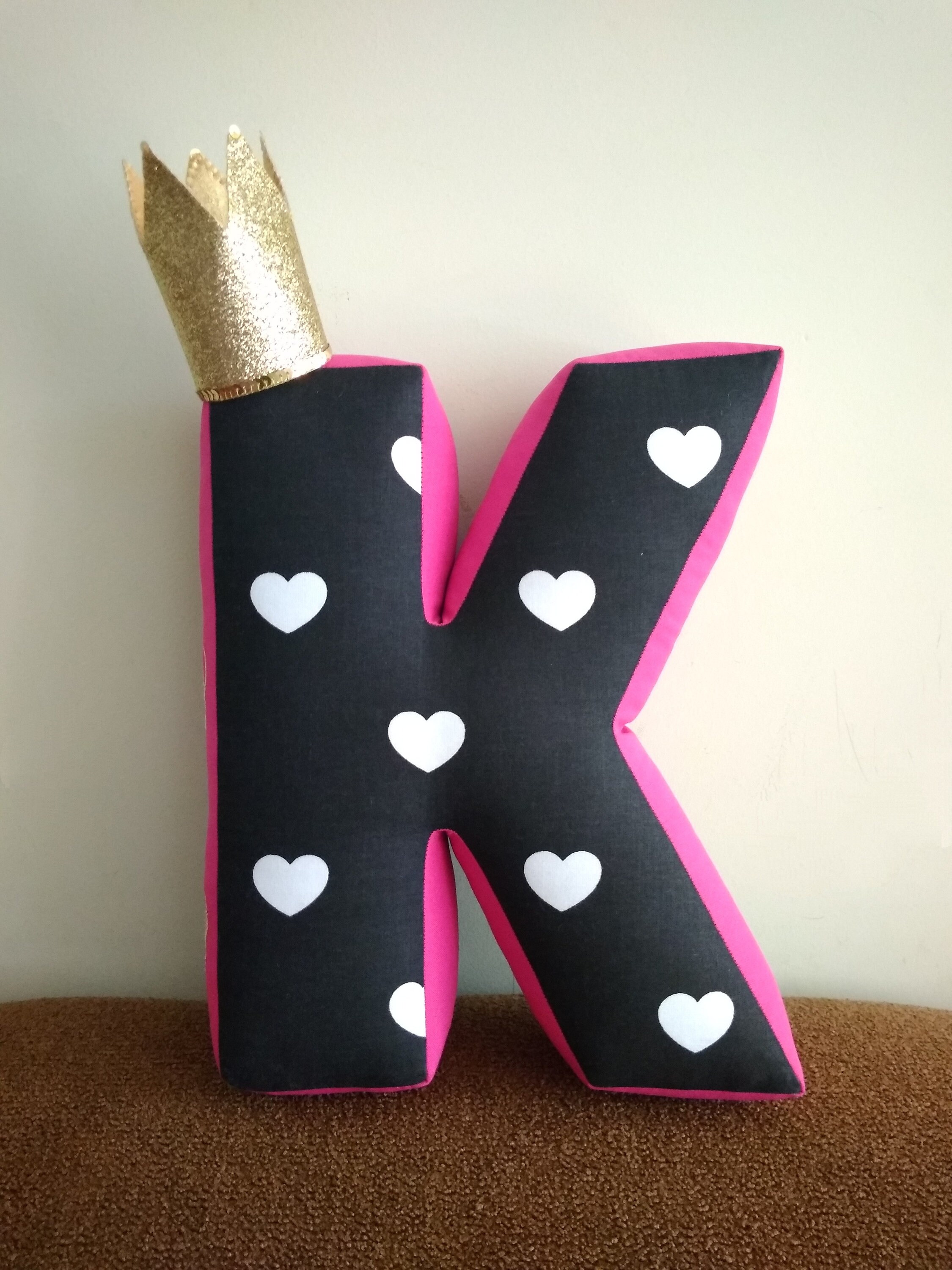 New baby gift Letter K pillow with gold crown Personalized Etsy