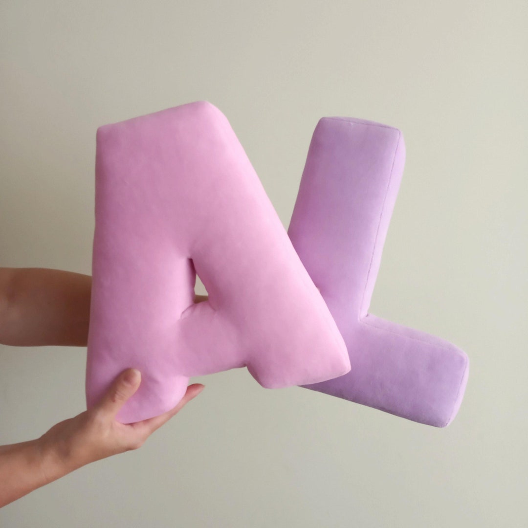 Pink & Purple Velvet Letters Pillows for Baby Shower Party Baby Name