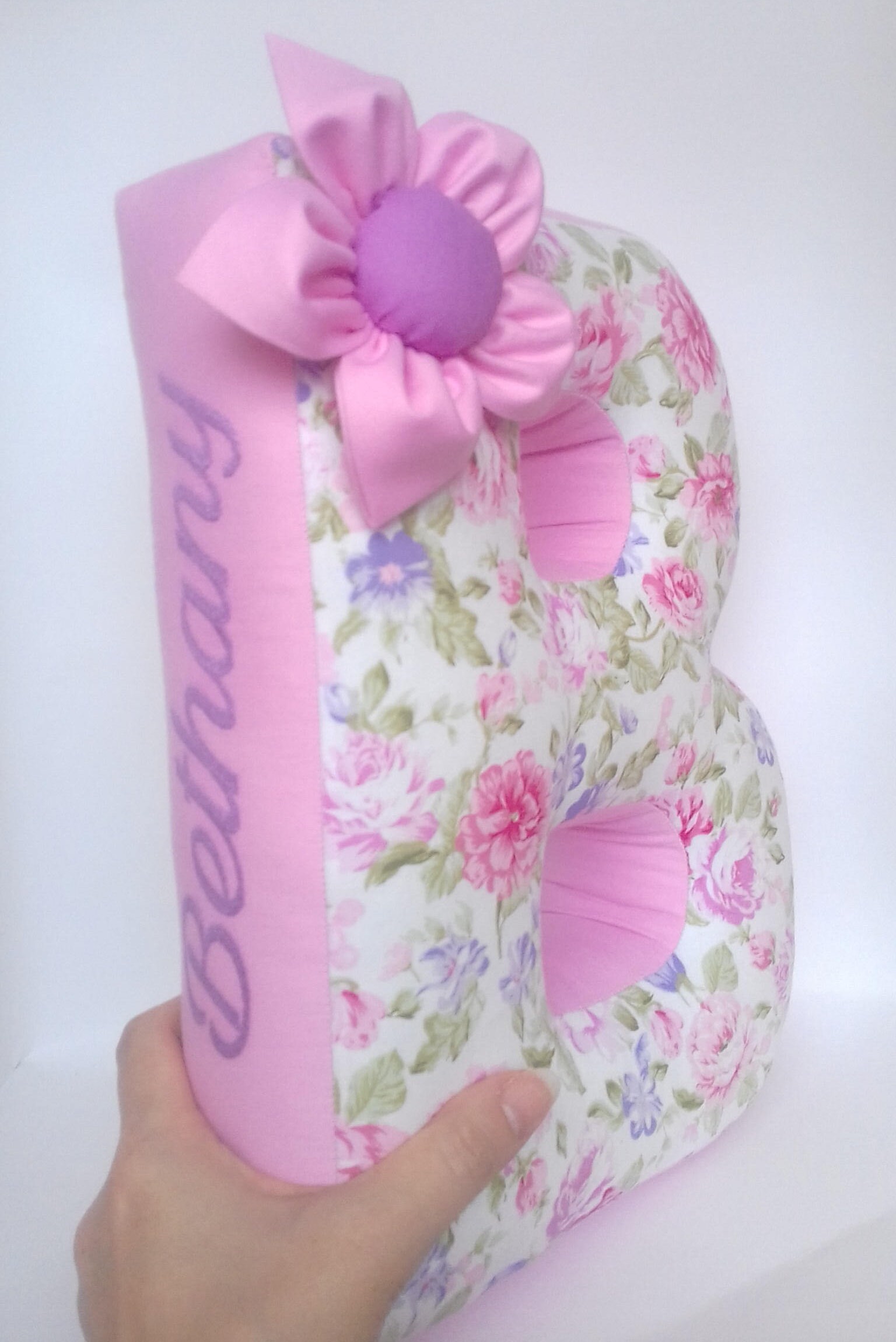 Purple letter B pillow with embroidery baby name New baby Etsy