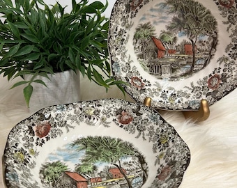 Johnson Brothers Millstream Pattern in Brown Multicolor Cereal Bowls
