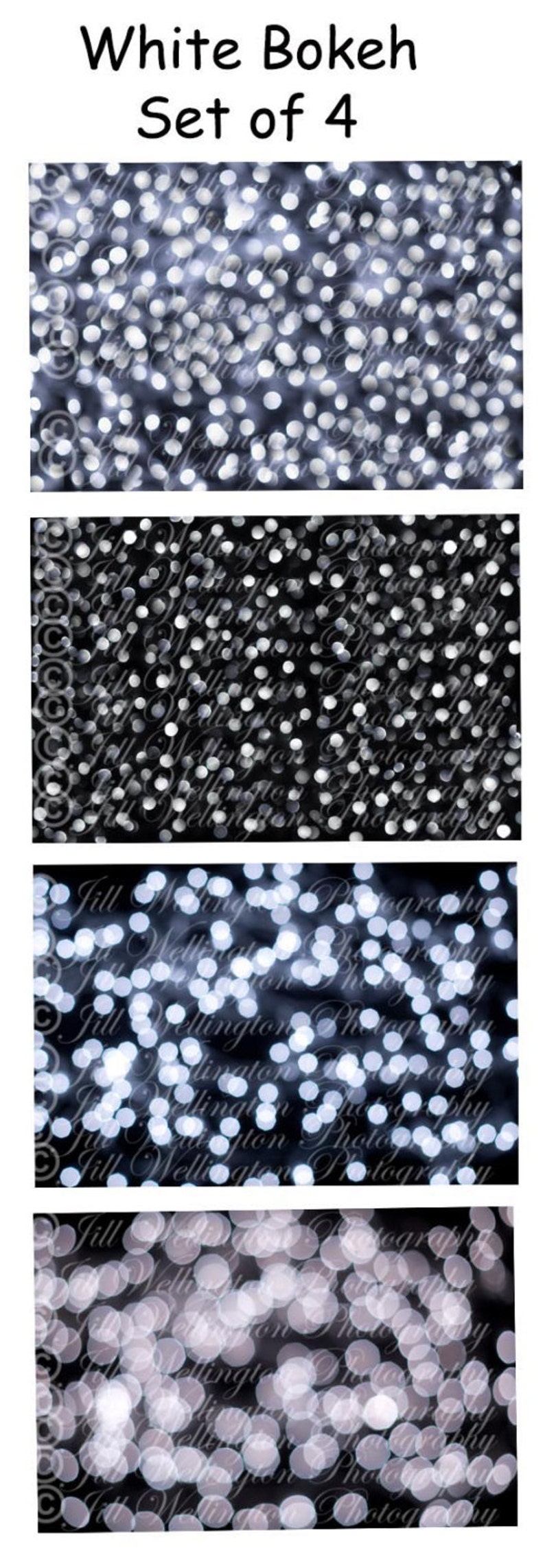 DIGITAL White Bokeh Overlays, set of four, for photographers, photography, photos image 3