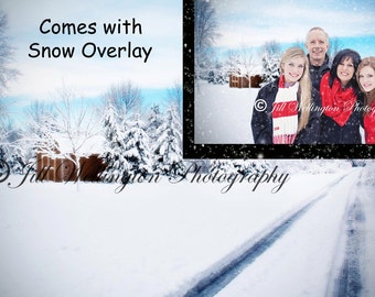 Digital snow background with snow overlay, snowy, winter, backdrop for photographers