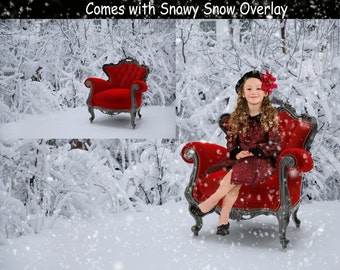 DIGITAL Background for winter, Christmas, children, child, adult, photographer, photography: Red Velvet Chair