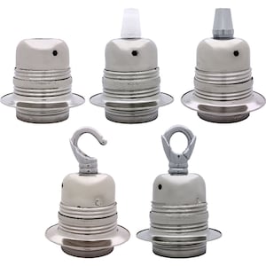 E27 Metal and Ceramic Earthed Lamp Bulb Holder in Bright Nickle Finish