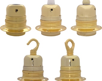 Polished Brass E27 Lamp Holder – Art Deco Lighting Fixture. Various colours and styles available