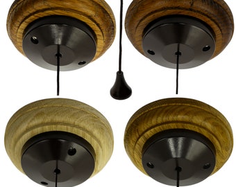 Bakelite & Oak Ceiling Pull Switch: Classical Low Profile Lighting