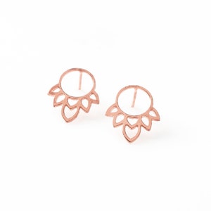 Flower Stud Earrings  - Sterling Silver 925 - Tiny Earrings - Minimalist Earrings - Rose Gold Earrings