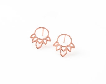 Flower Stud Earrings  - Sterling Silver 925 - Tiny Earrings - Minimalist Earrings - Rose Gold Earrings