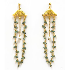 Chandelier Earrings with semiprecious stones - Dangle Earrings - Gold Earrings Boho