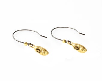 Black Eyed Beans Earrings - Sterling Silver 925 - Goldplated