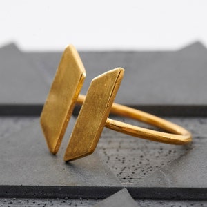 Bague géométrique • Bague ajustable en argent 925 minimal • Argent sterling