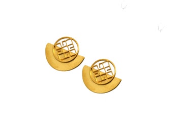 Laces Pattern Stud Earrings · Gold EARRINGS · CONCEPTUAL JEWELRY ·