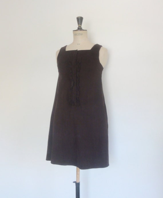 vintage pinafore dress chocolate corduroy velvet p