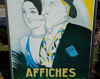 Vintage Art Deco Achille Mauzan Affiches Mauzan Lithographic Poster Metal Frame