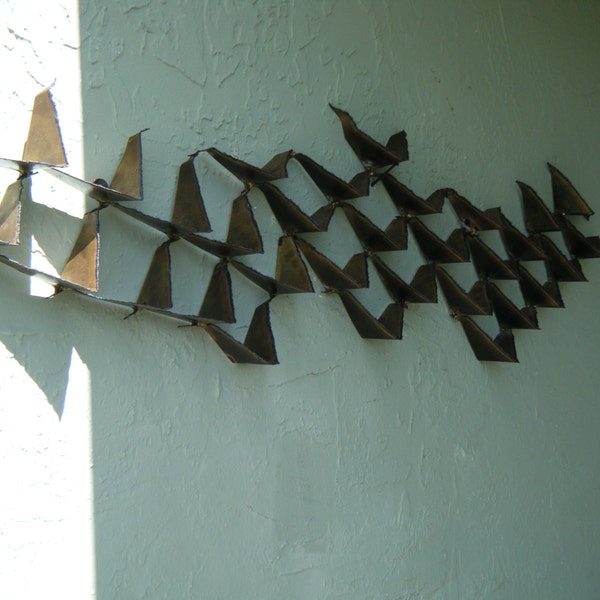 Mid Century Modern Brass Birds In Flight Metal Wall Art