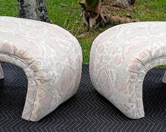 Pair Of Bernhardt Postmodern Vintage Waterfall Ottomans Benchs Stools