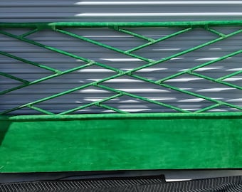 Vintage Mid Century King Size Pagoda Bamboo Green Headboard