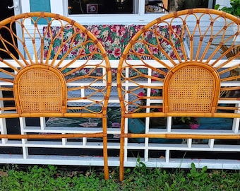 Pair Of Twin French Headboards in Bamboo and Rattan, 1960s