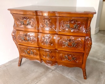 3 Drawer French Provincial Commode Chest Of Drawers Tombeau Style Dresser