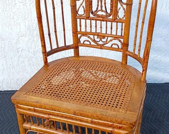 Vintage Brighton Pavilion Style Tortioseshell Bamboo High Back Chair