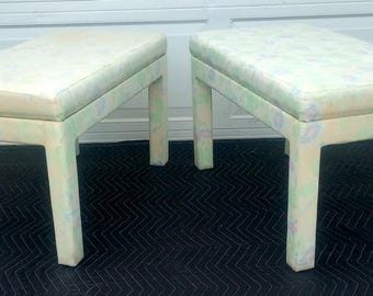 Pair Of Postmodern Parsons Upholstered Benches