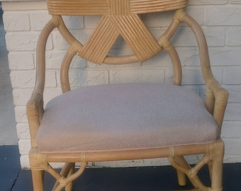 Vintage Unique Bamboo Fret work Betty Cobonque Style Side Office Accent Arm chair