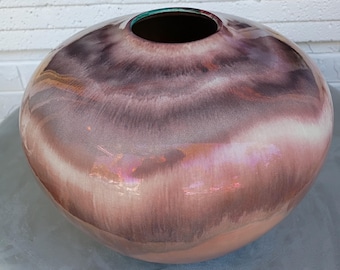 Vintage Large Raku Pottery Signed Tony Evans Vase # 21