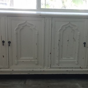 Antique / Farm House White Buffet Credenza Cabinet 3 Drawers 4 Doors By Pierre Bartet Furniture Creations