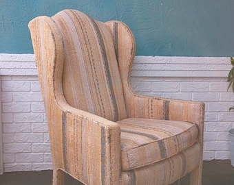 Vintage Rare Unique Tweed Upholstered Legs Wingback Armchair Century Furniture