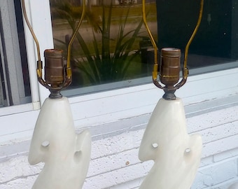 Vintage Mid Century Pair Of Onyx Freeform Table lamps
