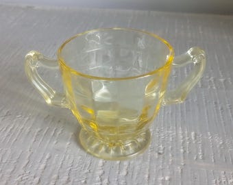 Vintage Antique Yellow Depression Sugar Bowl