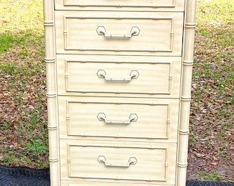 Vintage 7 Drawer Thomasville Allegro Faux Bamboo Lingerie Chest Dresser
