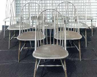 Set Of 10 Vintage Retired Martha Stewart For Bernhardt Aluminum Windsor Chairs