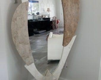 Vintage Marquis Collection Tessellated Stone Hollywood Regency Floor Mirror