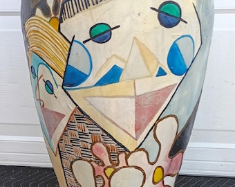 Mid Century Modern Unique Plaster Avant Garde Design Picasso Style Large Vase