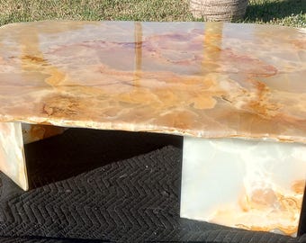 Vintage Mid Century Live Edge Onyx Coffee Table