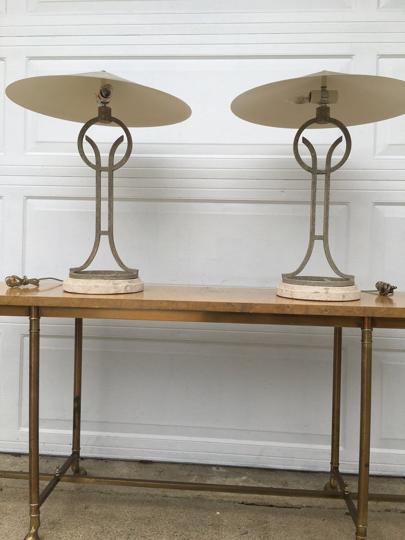 Vintage Pair Of Asian Table Lamps With Cymbal Lamp Shades And Etsy