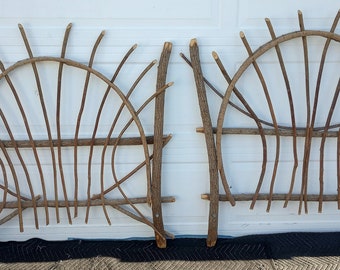 Unique Hand Made Pair Of Adirondack Style Twig Twin Headboards