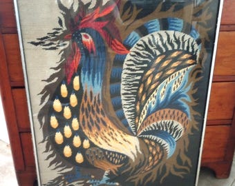 Vintage Mid Century Jean Lurcat " The Warrior Cock " Framed Tapestry