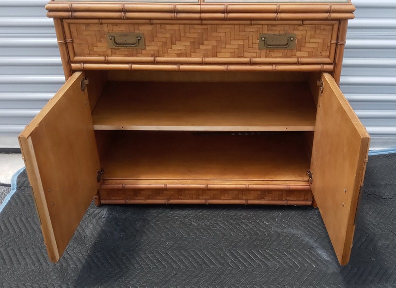 Vintage Dixie Bamboo Herringbone 2 Door Single Drawer Slide Etsy