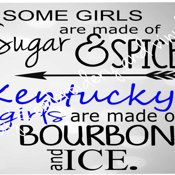 some are made of sugar & spice, Kentucky girls are mare of bourbon and ice svg/dxf